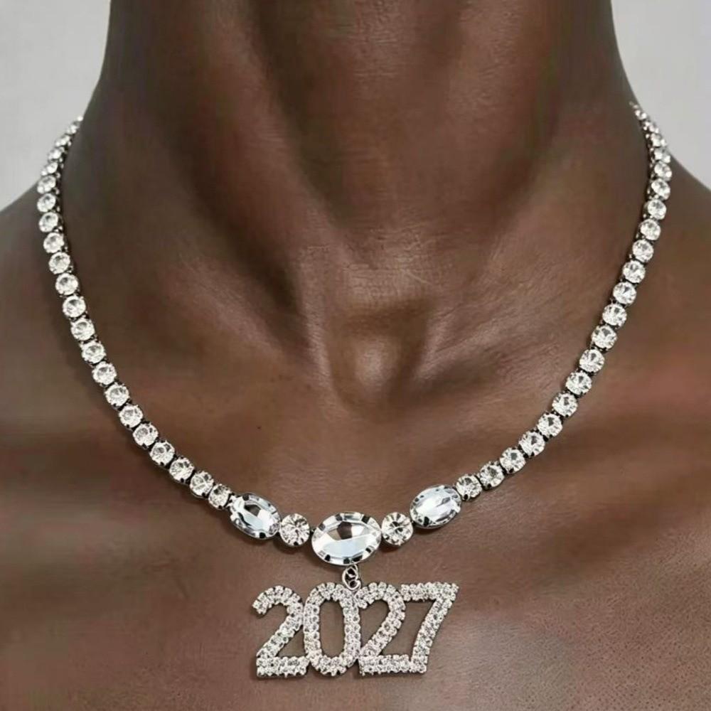 Exaggerated 2027 Number Pendant Necklace Aesthetic 2027 New Year Jewelry New Year's Eve Gift