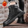 Модные осенние и зимние мужские ботинки Классические модные универсальные стильные для отдыха на открытом воздухе деловые туфли из натуральной кожи черного цвета для офиса