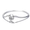 Love Heart Lock S925 Sterling Silver Bracelet Snake Chain Bangle for European Silver Charms Beads Women Jewelry Valentine Gift