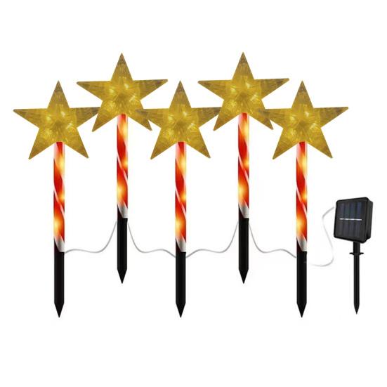 Solar Christmas Stake Lights Waterproof Outdoor Lawn Decor with Santa And Snowman Warm White LED String Lights for Yard And Pathway