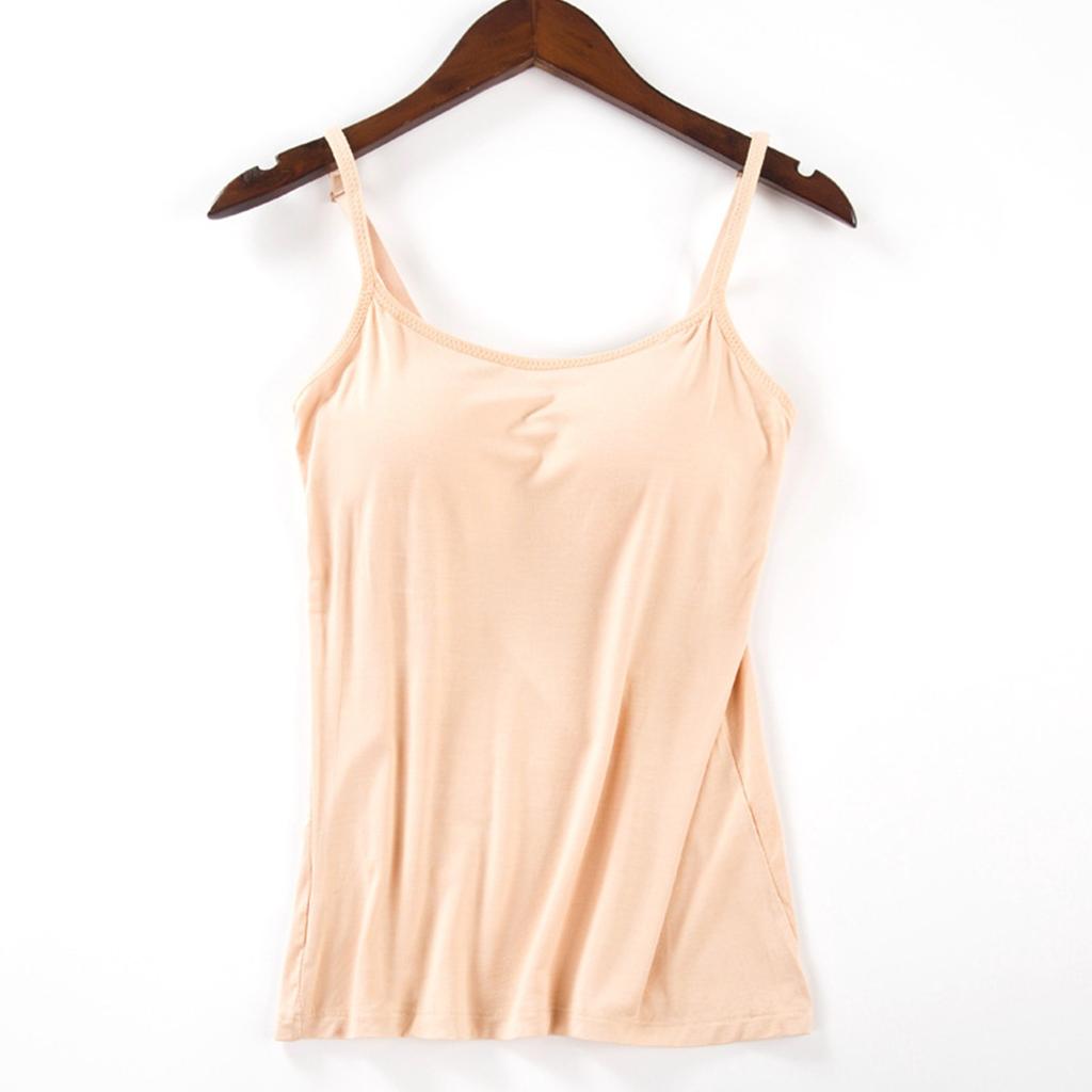 Bras Top For Women Tank Tops Adjustable Strap Camisole With Built In Padded Bra Vest Cami Sleeveless Basic Solid Sexy V Neck