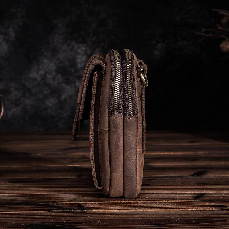 Мужская дорожная поясная сумка из натуральной кожи, маленькая сумка через плечо, чехол для телефона 7 дюймов