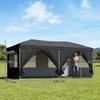 3 x 6 m Pop Up Canopy with UV50+ Protection Garden Gazebo with 6 Sidewalls, Black
