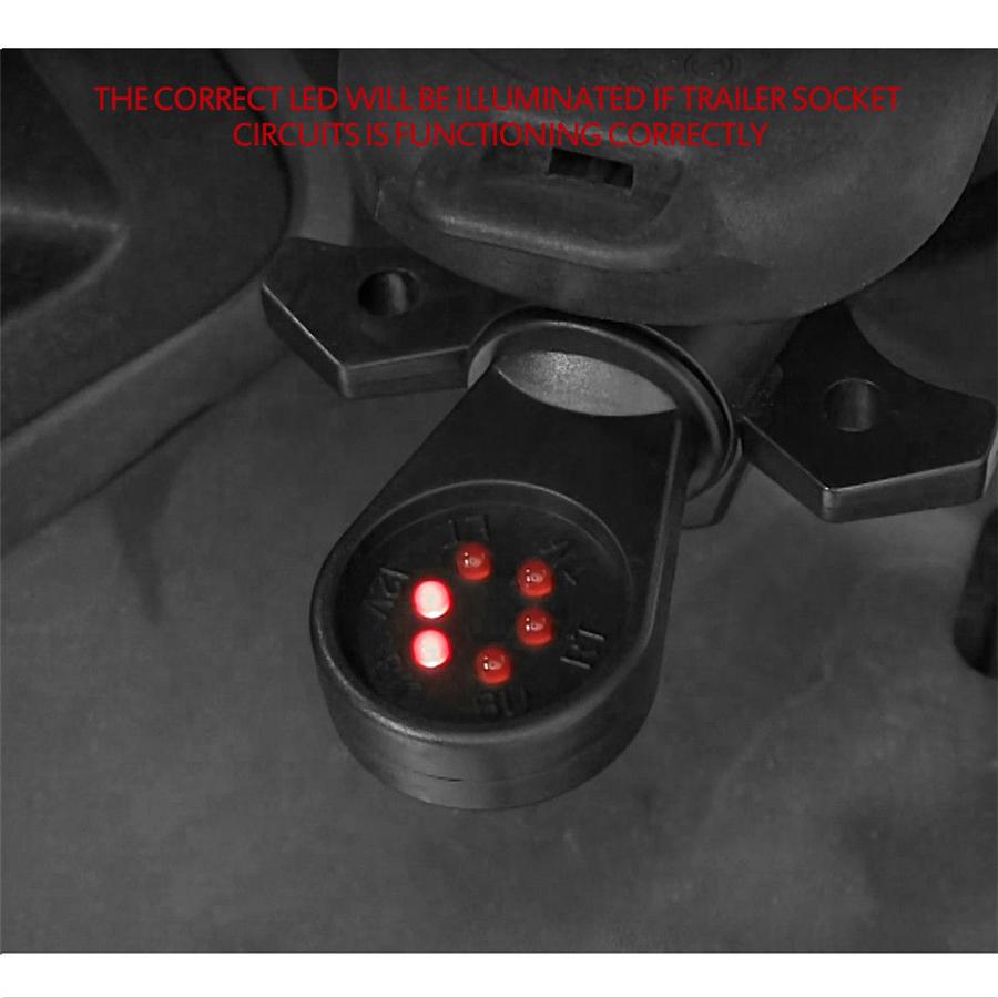 7-контактный тестер цепи проводки RV, штекер разъема со светодиодной индикацией для сцепного устройства прицепа, круглый