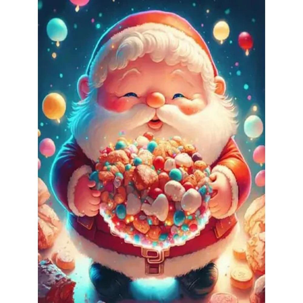 Алмазная картина, полная дрель, милый Санта-Клаус, круглая алмазная живопись, ручная работа, кошка, животное, сделай сам, алмазная мозаика, картина, украшение дома, Рождественский подарок