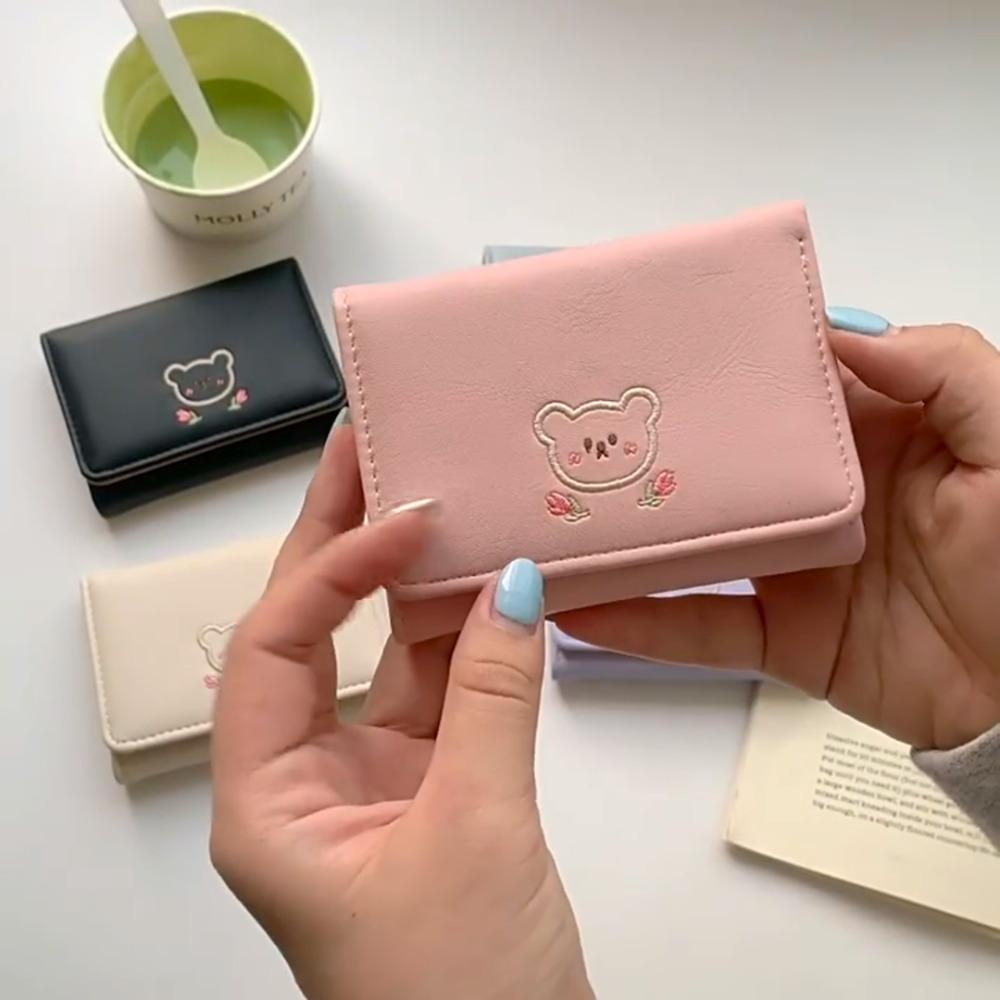 Multiple Card Slot Cute Tri-Fold Purses Kawaii Women Card Holder Storage Bag Coin Purse Daily
