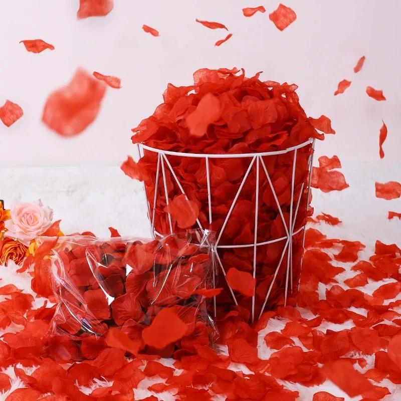 Имитация лепестков роз, признание в любви, свадебный декор, разбросанные вручную цветы, предложение на День святого Валентина, романтический декор свадебной комнаты