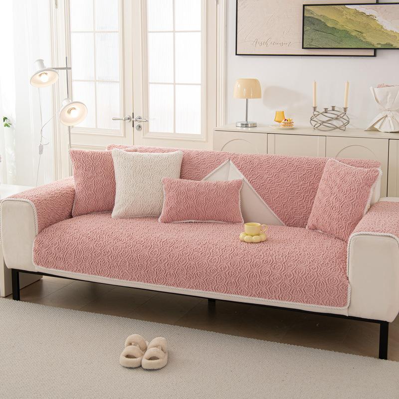 Embossed Velvet Sofa Cushion Plush Thickened Non-Slip Simple Modern Leather Sofa Cover Cover Cloth Winter