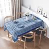 Современная скатерть в скандинавском стиле с сине-белым керамическим узором для декора столовой - Моющаяся полиэстеровая ткань - Размер на заказ
