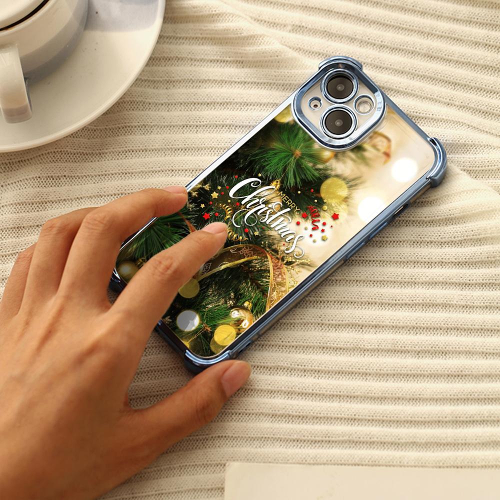 Чехлы для телефонов Ae115 Merry Christmas Happy New Year из гальванизированного ТПУ для Samsung A54 A12 A14 S23 S24 Ultra A55 A15 S21 FE с четырьмя углами защиты