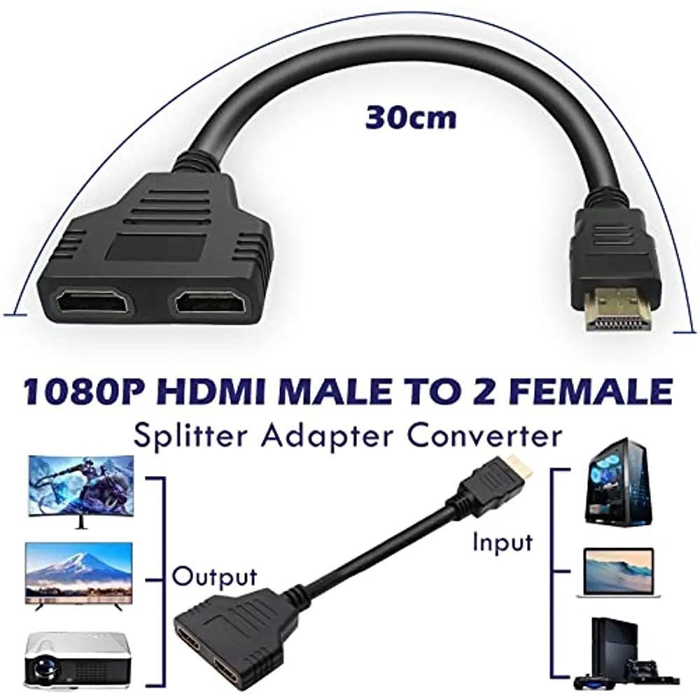 Разветвитель HDMI 1080P с двумя портами, 1 вход 2 выхода, адаптер HDMI Male-Female для ноутбуков, монитора, ТВ-приставки