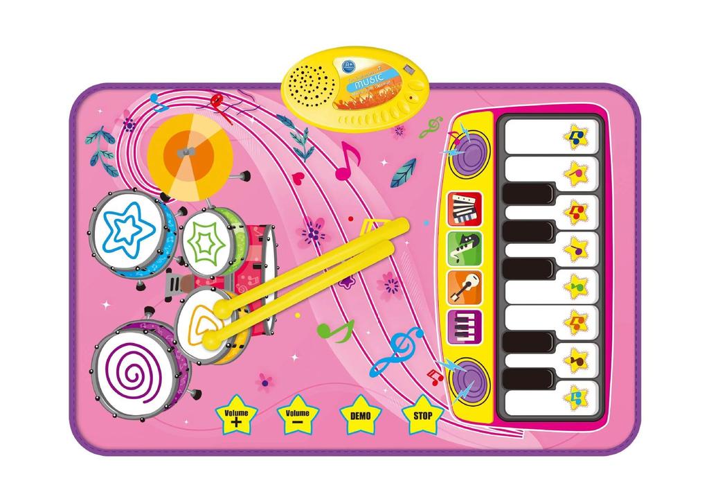 Piano Mat Toy Drum Set Children Piano Musical Instrument Music Mat Waterproof Foldable 5 Song Demo 6 Instrument Sounds Toy Girls Boys Christmas