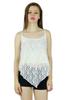Women Speghatti Strap Custom Crop Top Net, Holiday Clothing White