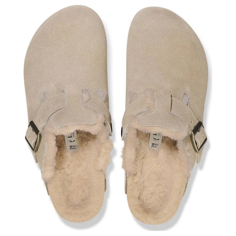Boston Wmns Birkenstock Замша с овчиной 'Тауп' 1028299