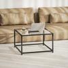 Side Table Square Nightstand With Tempered Glass Tabletop Coffee Table With Steel Legs 68 X 68 X 39 Cm Black