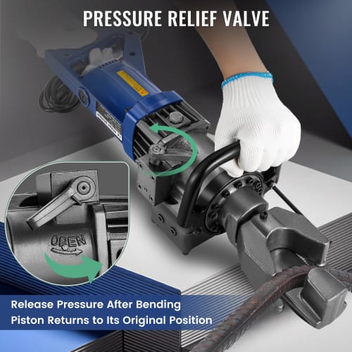 Huanyu RB-16 Electric Rebar Bender, 4-16mm, Portable Bender, 0-130 Bending, Hydraulic Tool for Copper, Carbon Steel, Round Bar, Threaded Steel, etc.