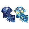 Летний пляжный топ с короткими рукавами и шорты для мальчиков 1–6 лет, костюм с принтом кокосовой пальмы