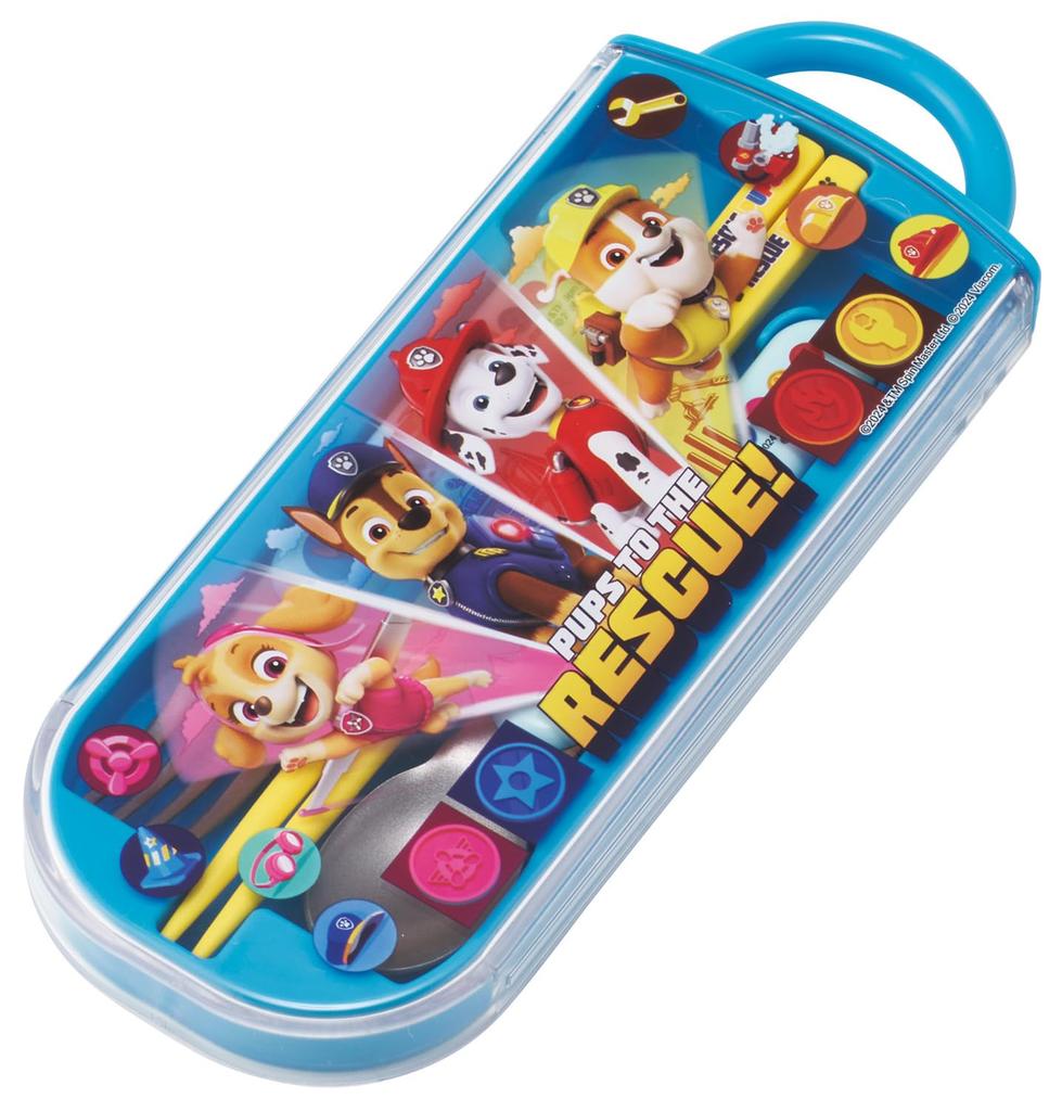 Набор ланч-боксов Skater Trio, вилка, детские столовые приборы, антибактериальная обработка, сделано в Японии, Щенячий патруль 25, мальчики, детские палочки для еды, ложка, легко открывается