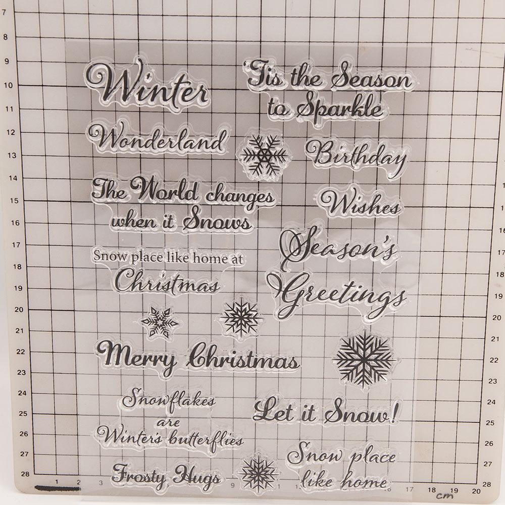 Счастливого Рождества Прозрачные силиконовые штампы DIY Скрапбукинг Альбом Бумажная открытка Цветок С Днем Рождения Поздравление Слово Письмо