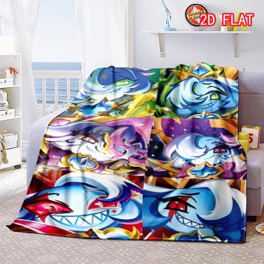 Cookie Run Kingdom Shadow Milk Cookie Flannel Blanket, Purple Magical Wizard Starry Background Cozy Throw