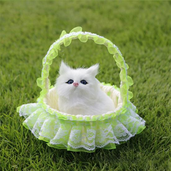 Имитация модели кошки, реалистично мяукающая кукла-котенок, милая миниатюрная фигурка, украшение, 3D фигурка животного из искусственного меха, модель корзины, украшение для автомобиля, поделка, подарок