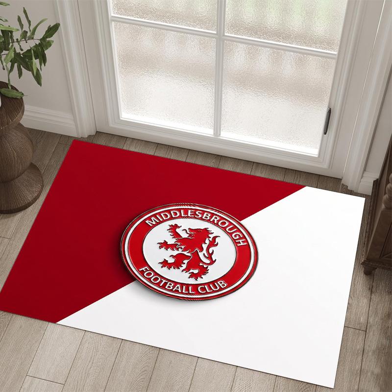 Middlesbrough Football Design Crystal Velvet Carpet Cozy Non?Slip Printed Rug For Bedroom Living Room Entrance