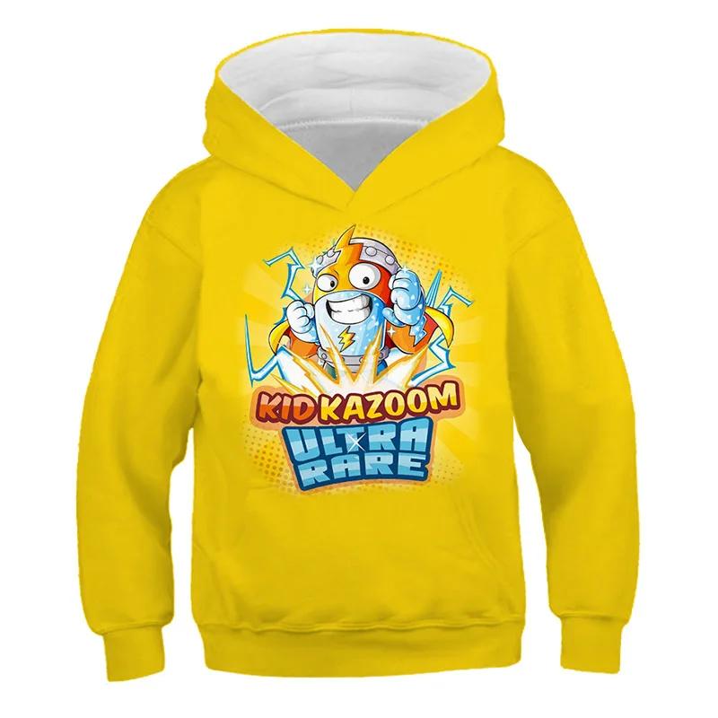 Дети Super Zings Красные повседневные толстовки с капюшоном для мальчиков и девочек с мультяшным принтом Пуловеры Весна Осень Дети Аниме Игра Superzings Толстовка