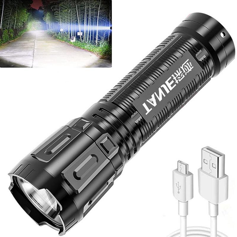 Новый АБС прочный фонарик с ярким светом уличный портативный светодиодный для кемпинга на открытом воздухе Поисковый фонарь бытовой аварийный USB зарядка мини-фонарик