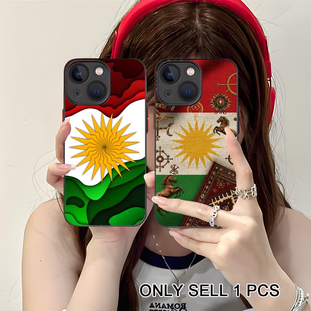 Kurdistan Flag Silicone Mobile Phone Case for iPhone 17 16 15 14 13 12 11 X XR XS Air Pro Max Plus Mini Colorful Cover