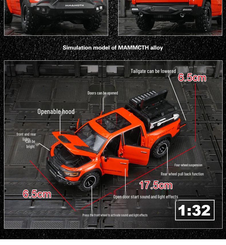 Zhongyuanxing 21024 Alloy Pull-back Off-road Pickup Toy with Sound and Light