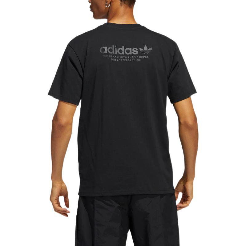 adidas Оригинальные футболки унисекс, черный круглый вырез, умеренный прямой крой, HC0169