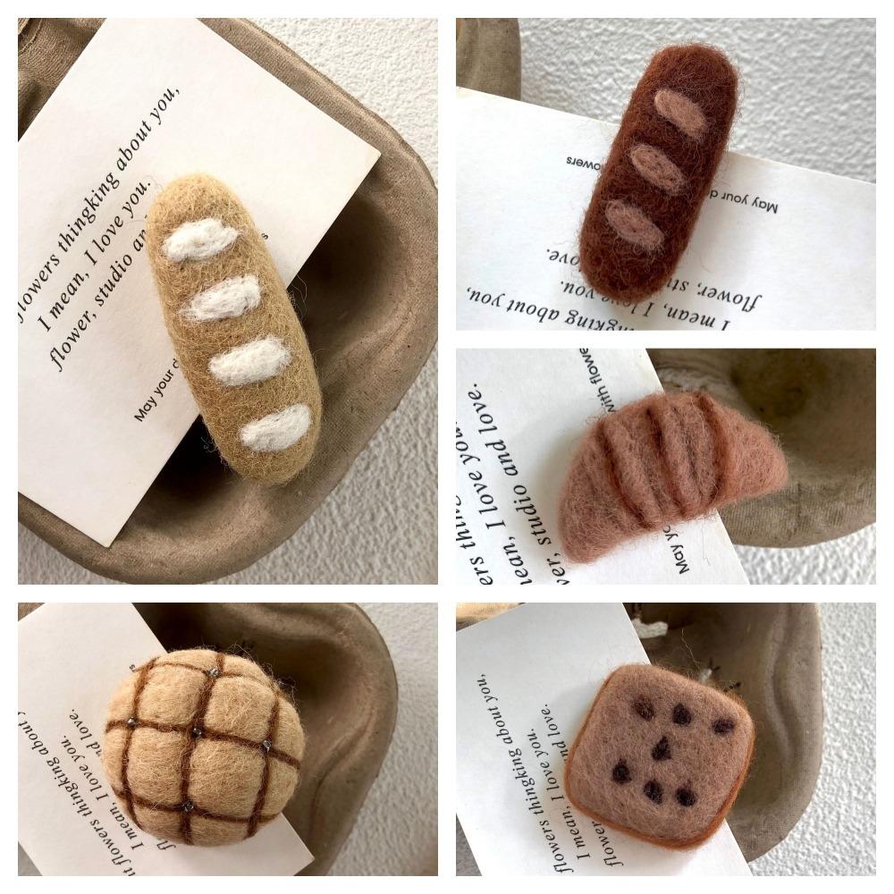 Wool Felt French Bread Hair Clip Pretzel Pineapple Bun Brooch Funny Raisin Toast Pin Students