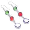 Natural Amethyst, Garnet Gemstone 925 Sterling Silver Earring 2.36" m2H80
