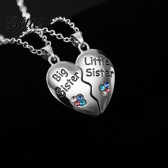 Sister Love Necklace 2Pcs/Set Big And Little Necklaces Rainbow Heart
