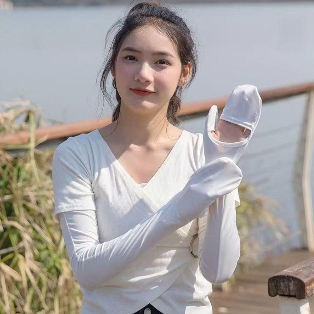 Эластичные солнцезащитные накладки на руки Тонкие велосипедные перчатки Простые длинные рукава из ледяного шелка для вождения