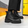 Туфли на платформе с высоким берцем для мужчин Черные кожаные туфли Япония Корея Универсальная повседневная износостойкая обувь Chaussure Homme