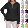 Ladies' Fashionable And Casual Loose Round Neck Long Sleeved Solid Color Sequin T-shirt Top