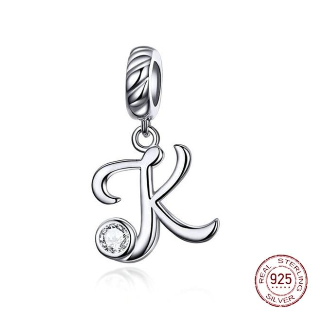 Браслет-подвеска из серебра 925 пробы с буквами AZ и буквами, бусины с именем для женщин, DIY кулон, изготовление ювелирных изделий