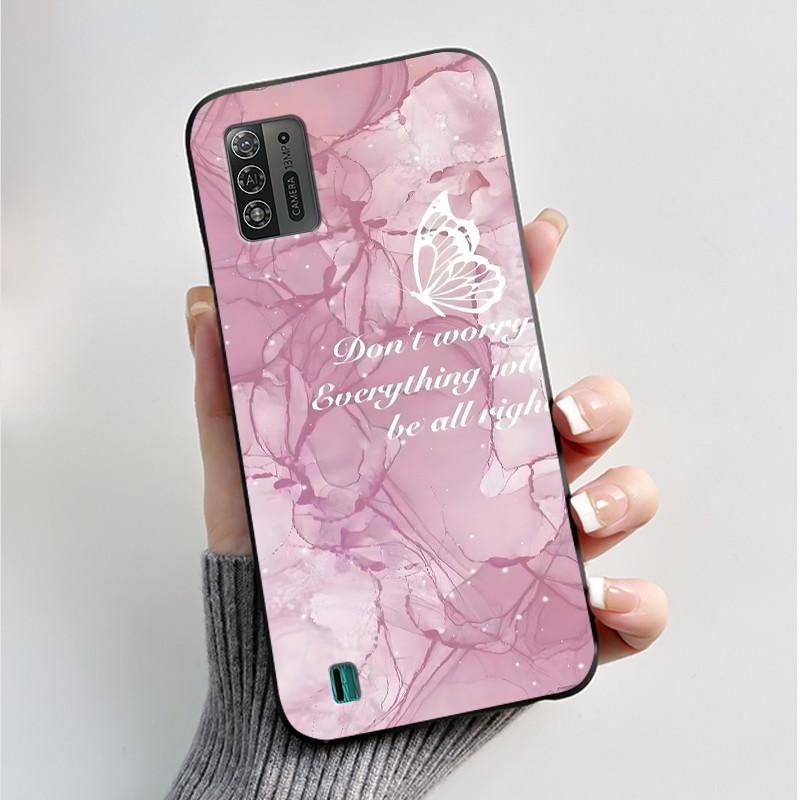 Phone Case For ZTE Blade A52 Lite Casing Luxury Fashion Butterfly Flowers Soft Silicone Black TPU Cover For Blade A52Lite Bumper