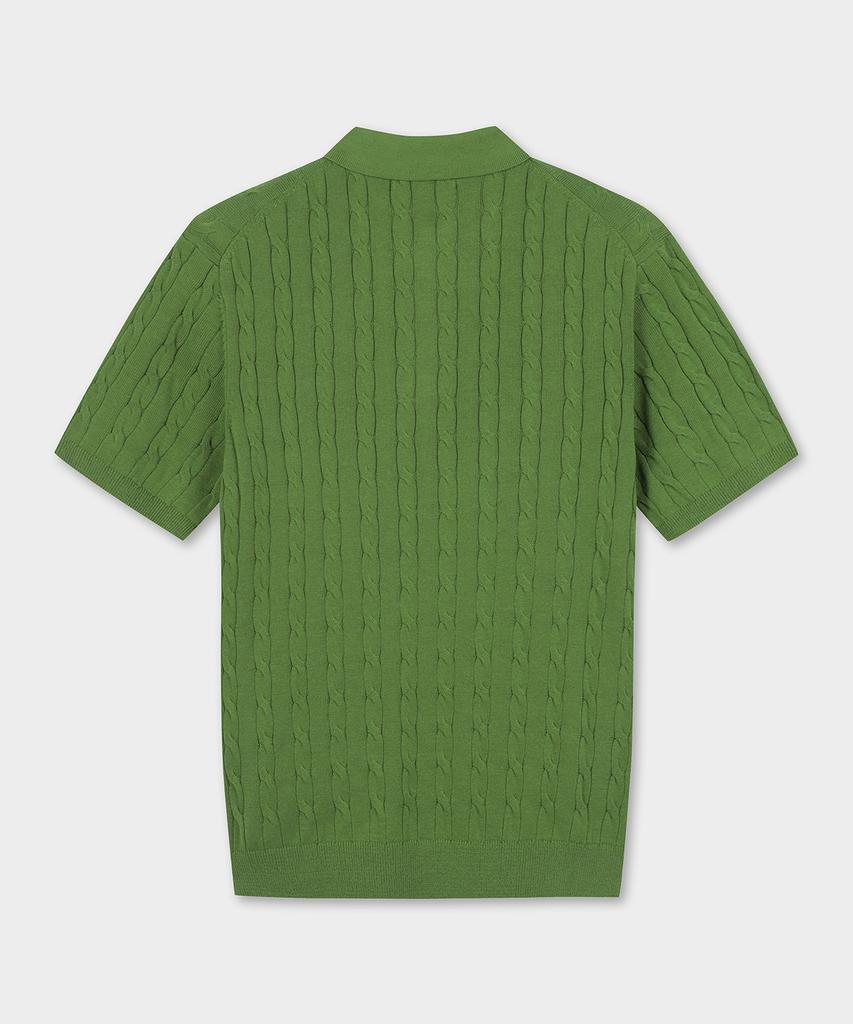 BROOKS BROTHERS Cotton Cable Polo Short Sleeve Sweater (Green) (Bbwtmb204Aifm)