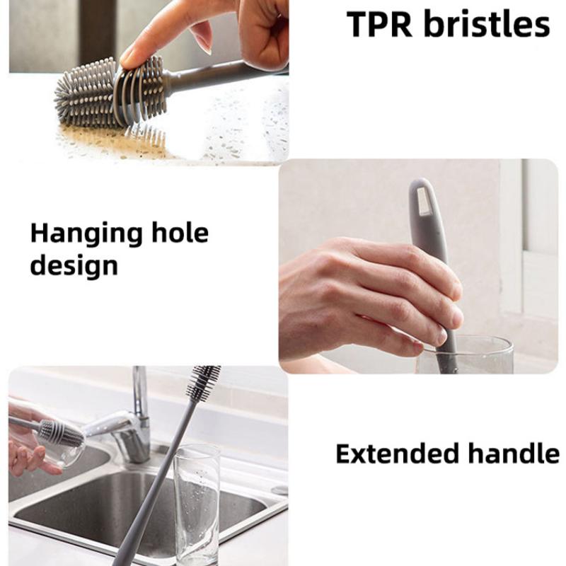 Силиконовая щетка для чашек, щетка для чистки бутылок с молоком, длинная ручка, очиститель для бутылок с водой, щетка для чистки стеклянных чашек, кухонные инструменты для чистки