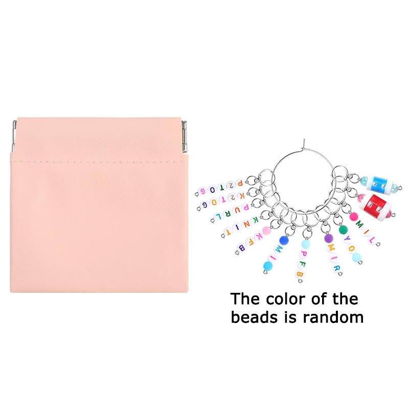 WTEMPO Разноцветный брелок-маркеры для вязания, квилтинга, вязания крючком с бусинами и замком. Идеальный подарок для бабушки или мамы. Швейные принадлежности с сумкой.