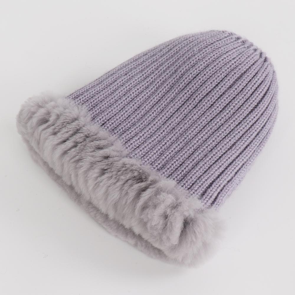 New Style Women Real Genuine Fox Fur Beanies Hat Girls Natural Real Rex Rabbit Fur Skullies Cap Knit Winter Real Fur Hats