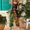 Women's Casual Christmas Printed Jumpsuit Sleeveless Printed Cotton Jumpsuit