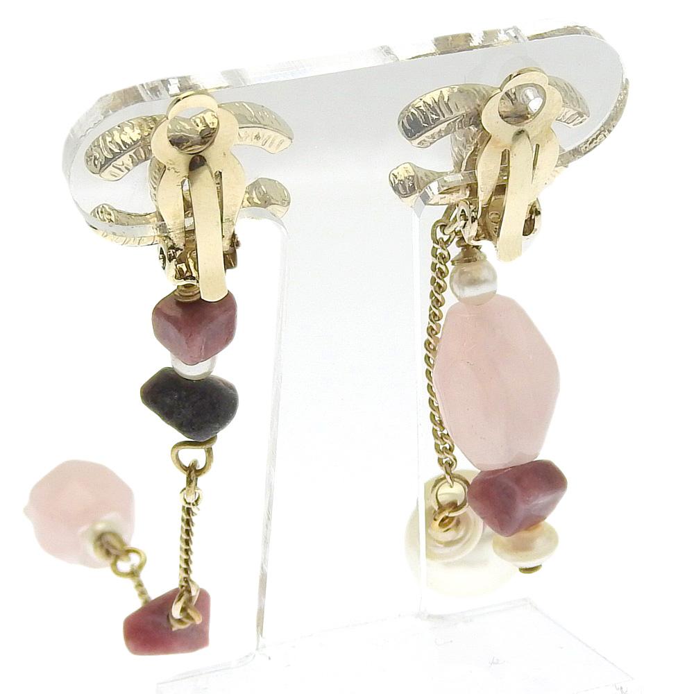 Chanel Серьга COCO Mark асимметричная розовый/Металлик цвета денег/Цветной камень 17,5 г Женская Б/у