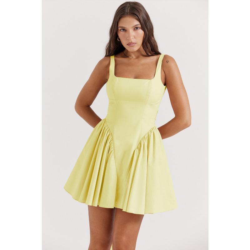 Женское платье-сарафан однотонное с отстегивающимися бретелями-бантами для женщин