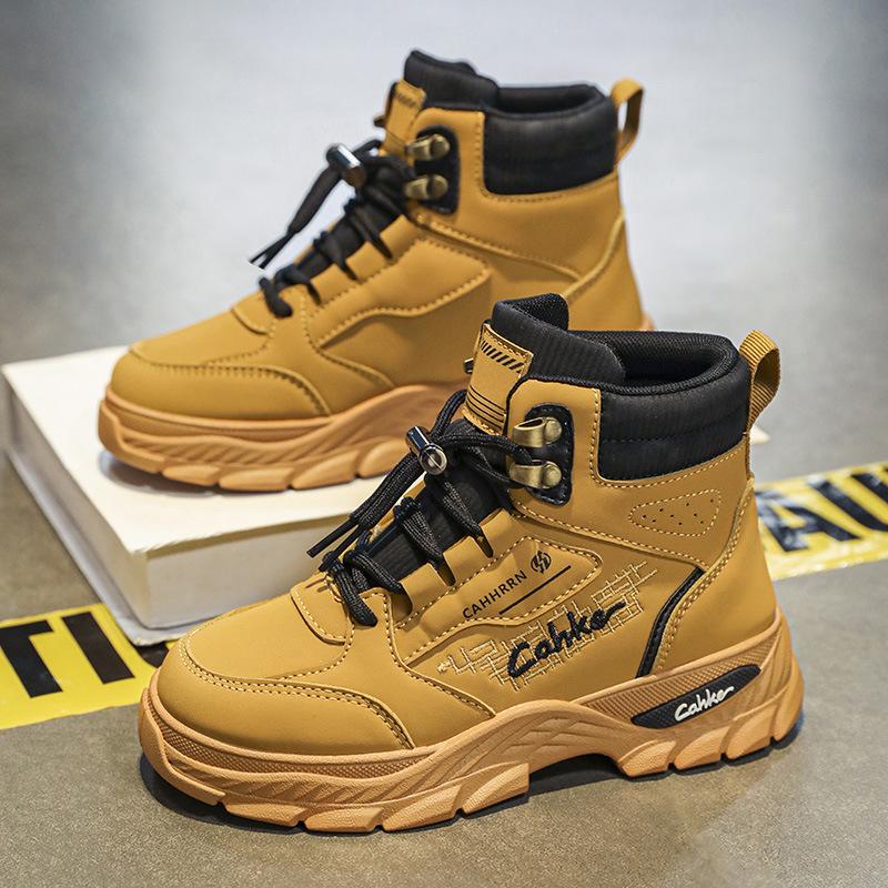 Детские ботинки мартин для мальчиков, ботинки для детей среднего и старшего возраста, нескользящие кожаные ботинки для улицы, осенне-зимние ботинки в стиле милитари, студенческие