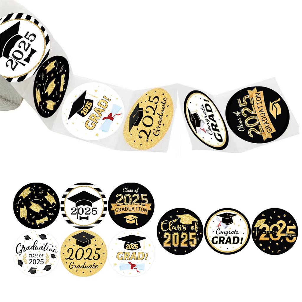 500 Counts 2025 Graduation Thank You Sticker 1.5Inch Wrapping Labels For Seal Envelope Card Packaging Party Decorating