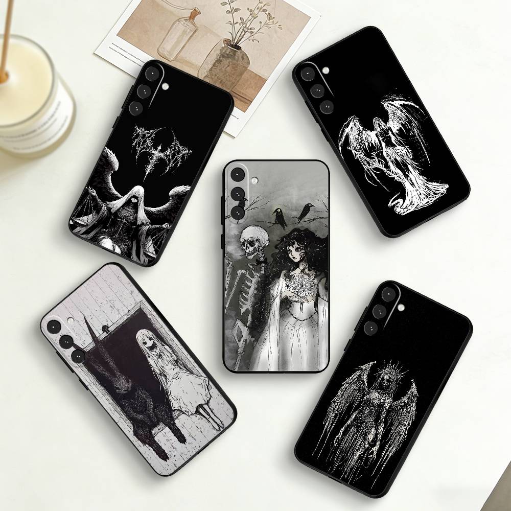 G-Готическая Девушка Скульптура Ретро Чехол Для Телефона Для Samsung Galaxy A73,A72,A71,A70,A53,A52,A51,Других Мягкий Черный Чехол