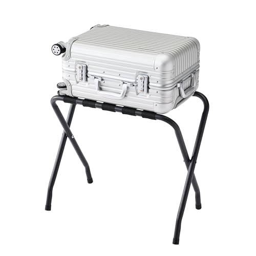 [BLKP] Складная багажная полка Pearl Metal с 5 ремнями, для ручной клади, для хранения чемоданов, для использования в отеле, матово-черная, N-7149